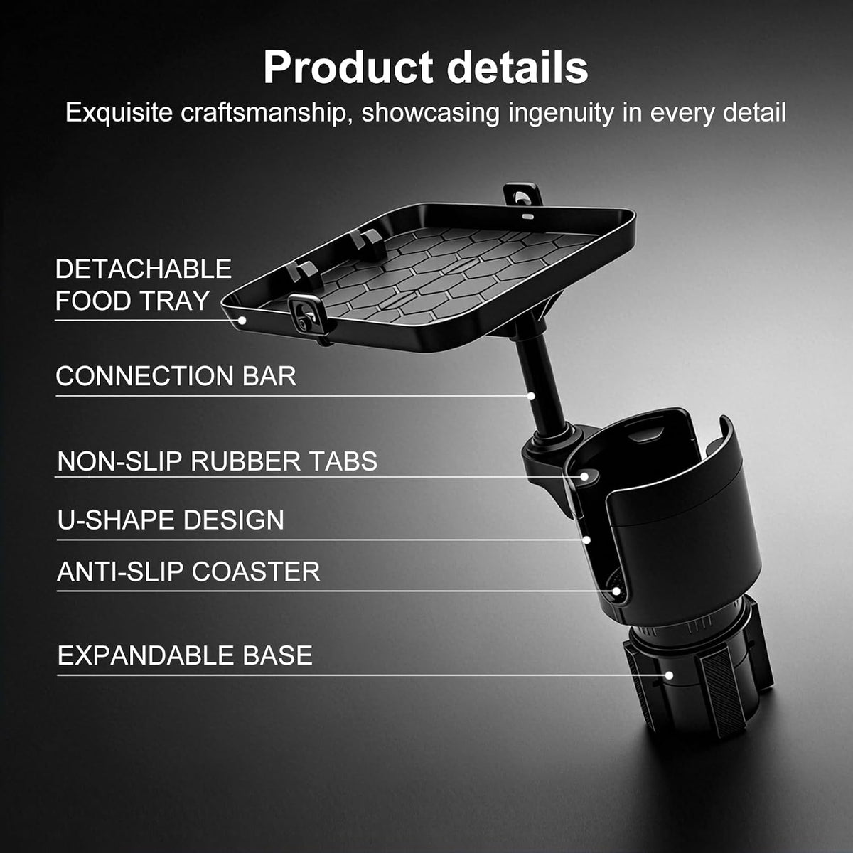 Car Cup Holder Expander Tray with Phone Slot