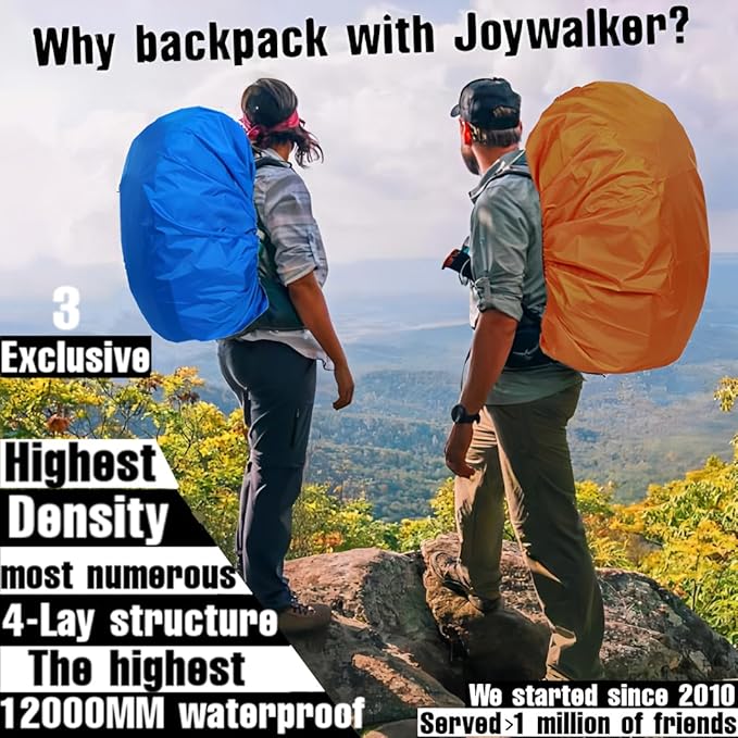 Joy Walker Waterproof Backpack Rain Cover, 12000mm Ultra-Waterproof, Upgraded