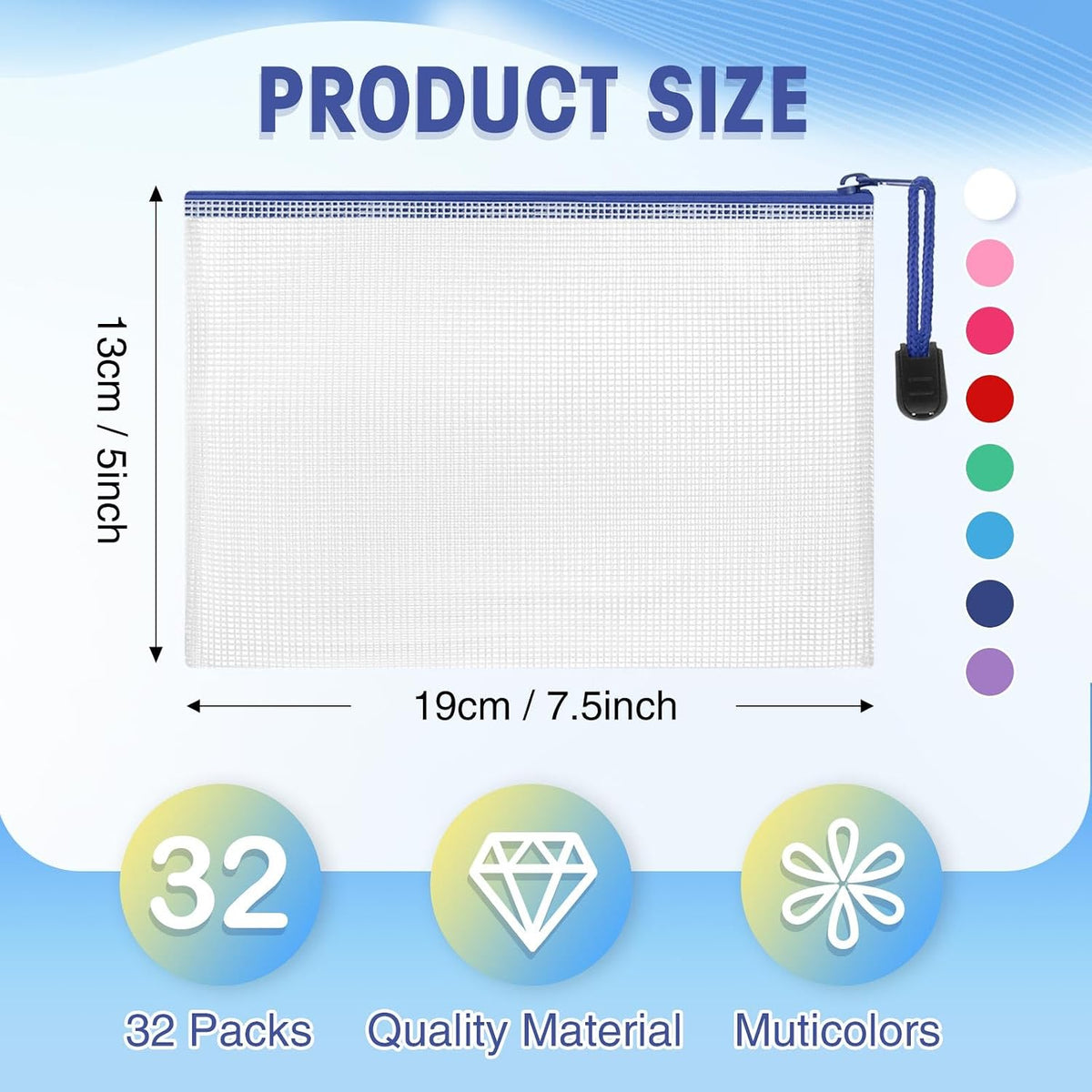 Jetec 32 Mesh Zipper Bags Bikini, Classic Color, 7.5 x 5 Inch, 32 Pcs