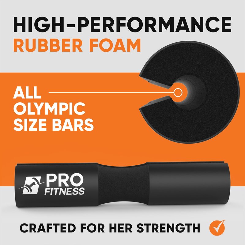 ProFitness Barbell Pad for Squats | Hip Thrust Pad Women and Men - Squat Pad for Neck, Barbell Cushion - For Olympic Bar Pad or Standard Gym Bar (Jet Black)