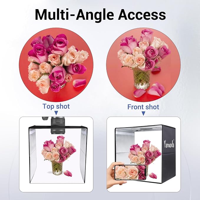 16x16x12 Photo Light Box with USB-C Cable, 18W Dimmable LED Photography Studio