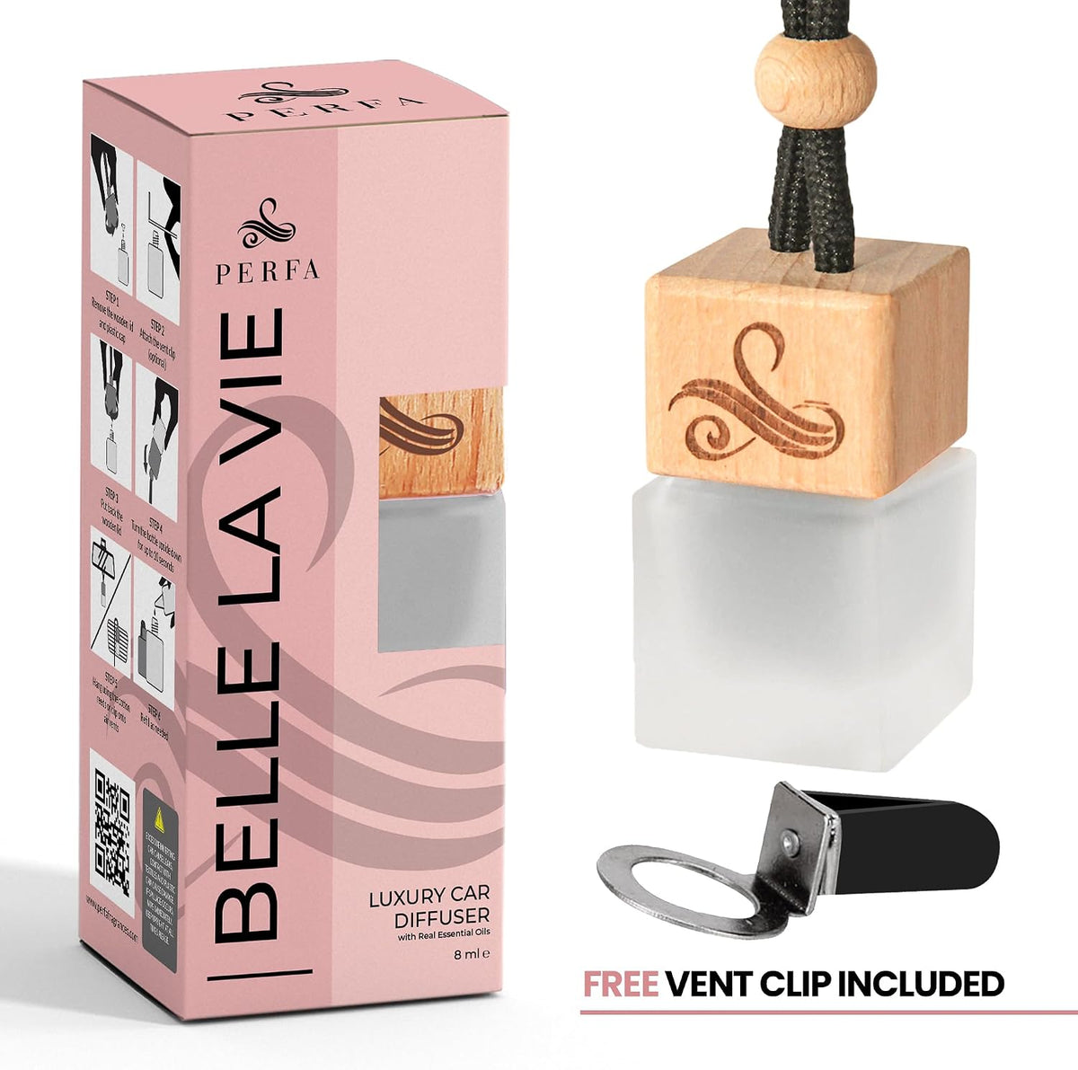 Inspired by La Vieda Bella Car Air Freshener for Women | Long Lasting Luxury Diffuser | Automotive Scent Perfume | Vent Clip Air Freshener | Odor Eliminator Technology | Ladies Car Diffuser Scents 8ML