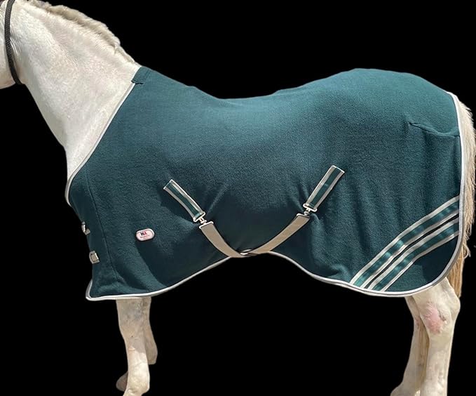 Majestic Ally Anti Pill Fleece Horse Blanket/Sheet with Silver Braided Rope (Hunter Green, 70)