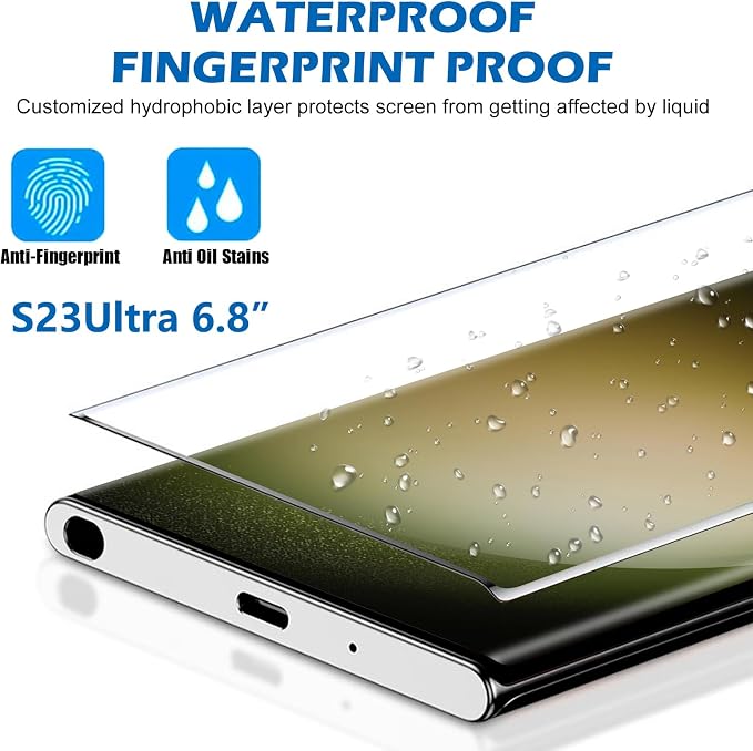3 Pack Galaxy S23 Ultra Screen Protector, HD Clear Tempered Glass, Fingerprint