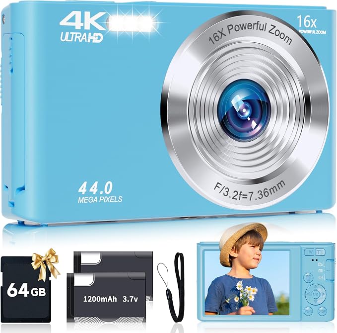 SMARTKLIK Digital Camera for Teens, FHD 4K 44MP