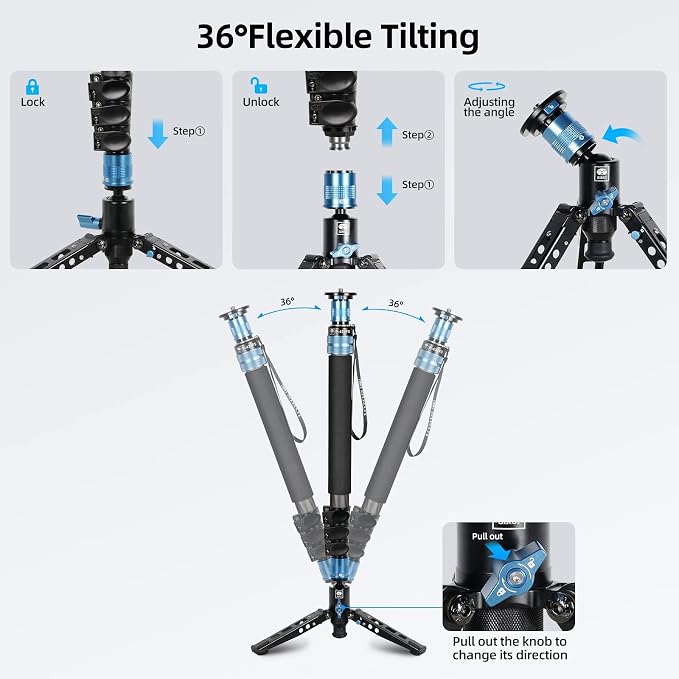 SIRUI P-424FS Carbon Fiber Monopod, 360° Panorama, Modular 3 in 1, Quick