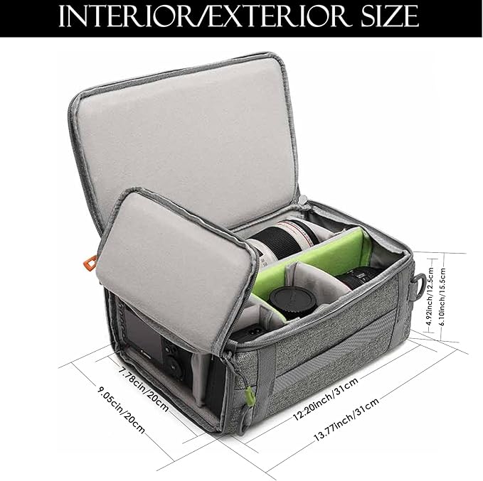 Camera Insert Bag, Shockproof &Pressure-proof Dual Opening Padded Camera Lens