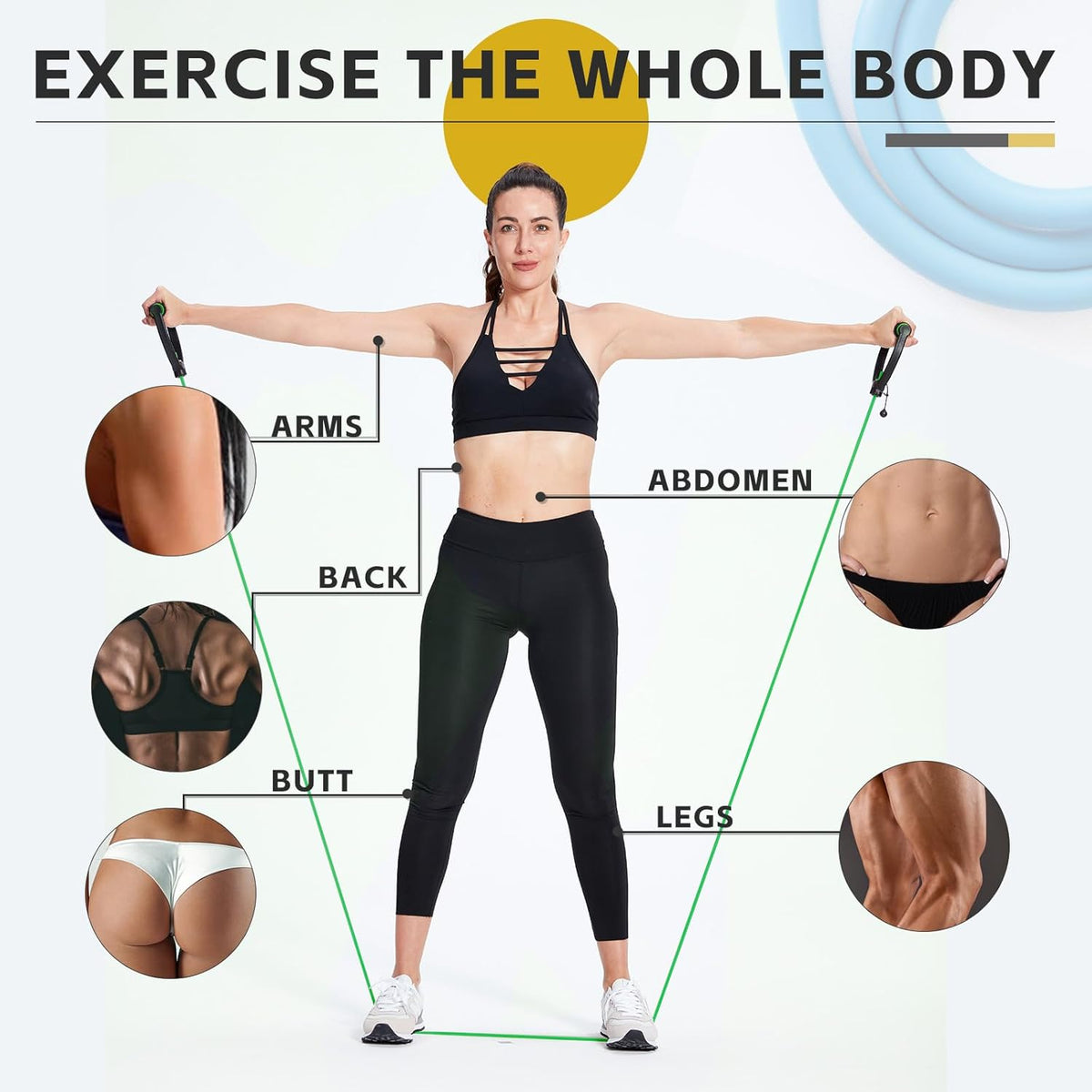 Skiennix Resistance Exercise Bands - 3 PCS Set with Handles | Ideal for Men & Women Workouts