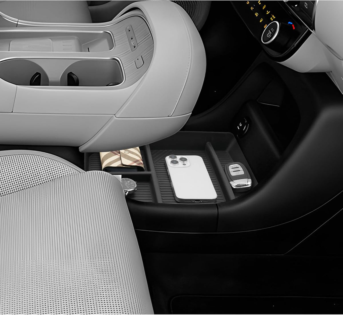 LUWU Low Center Console Organizer Compatible with 2026 2027 Hyundai Palisade Calligraphy Accessories Armrest Console Organizer Armrest 2027 Palisade Lower Storage Tray w/o Cup Holder(ONLY for 7-Seat)