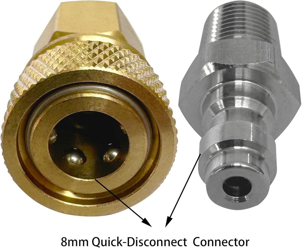 Skiennix Quick-Disconnect Set | 1/8 NPT Female Connector & 8mm Male Plug - Durable Copper & Stainless Steel