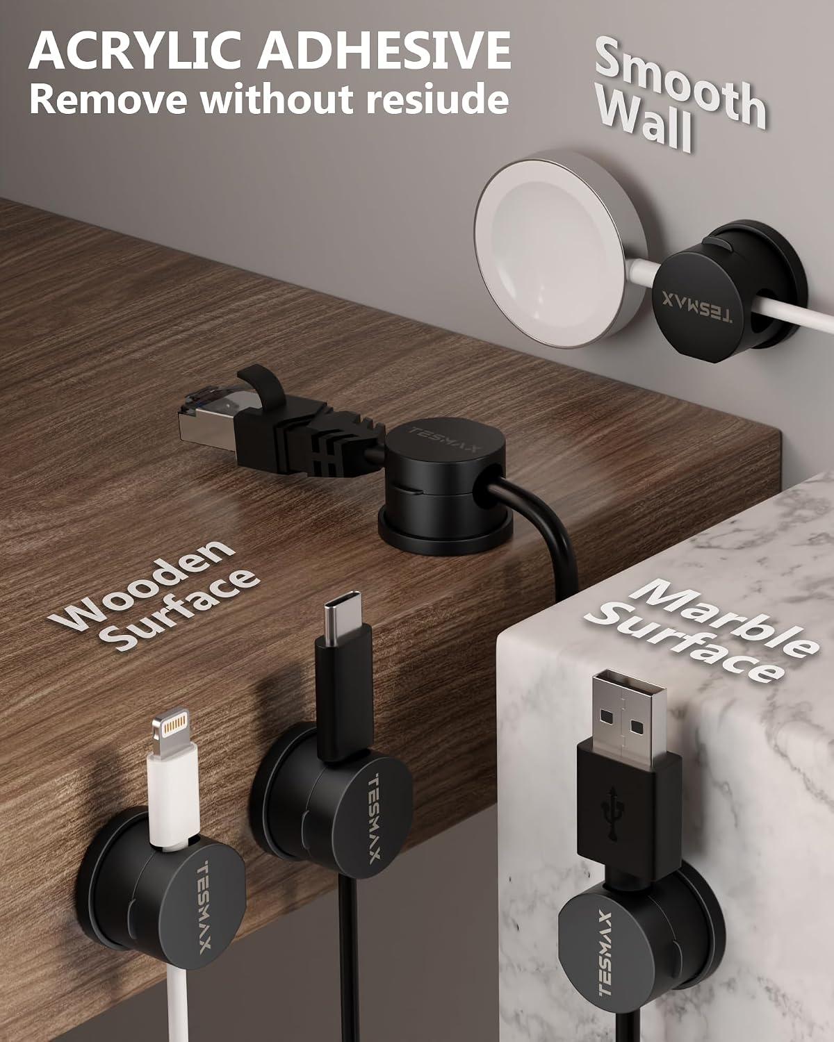 12Pack Magnetic Cord Holder 360° Rotating, 1s Lock Adhesive Desk Organizers