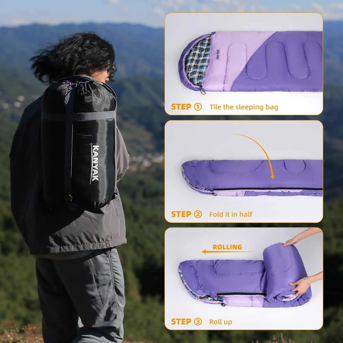 Skiennix Camping Sleeping Bag - 32℉ Cold Weather Warmth for Adults & Kids | 3-4 Season Travel Gear