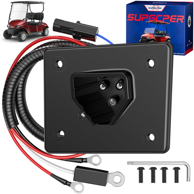 SUPGCPER EZGO Charger Receptacle, Golf Cart 48V Charger Port for EZGO RXV 2008-UP Electric, EZGO 2Five 2010-UP Delta-Q, EZGO RXV Charger Socket with Wires Replace OEM# 602529 613304
