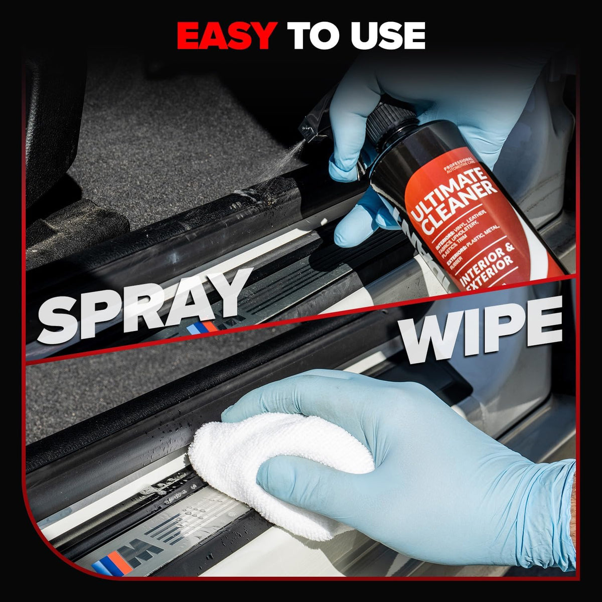 Carfidant Ultimate Cleaner Automotive Interior Cleaner All Purpose Cleaner for Car Carpet Upholstery - 18 fl. Oz. with Microfiber Towel and Gallon