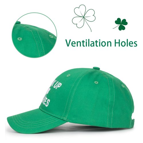 Green-4-Leaf-Clover Baseball-Cap for Men-Women - St Patrick's Shamrock Outdoor Sun Hat Breathable Sport Golf Peaked Hat