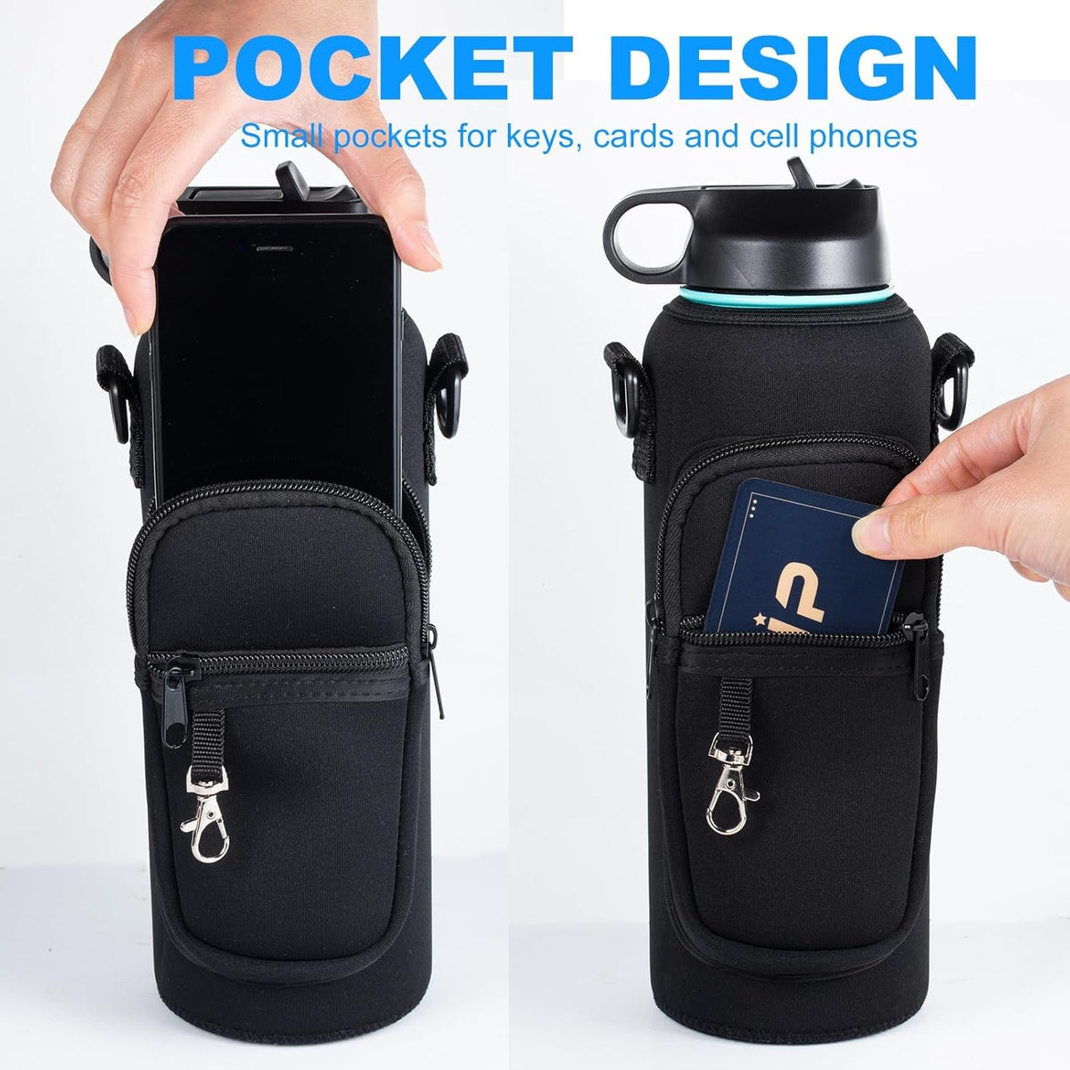 Regine Switzerland Water Bottle Holder - Sling Bag with Phone Pocket for Hydroflask 32oz/40oz | Ideal for Hiking & Travel