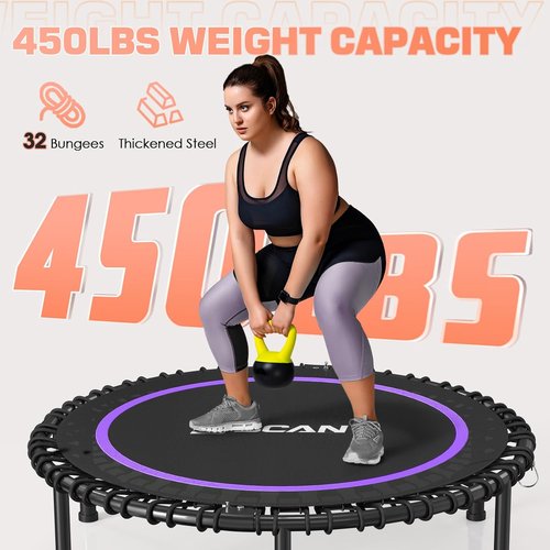 BCAN Mini Rebounder Trampoline - 450/550LBS Capacity, Foldable Fitness Trampoline for Indoor & Outdoor Use, 40"/48" Size