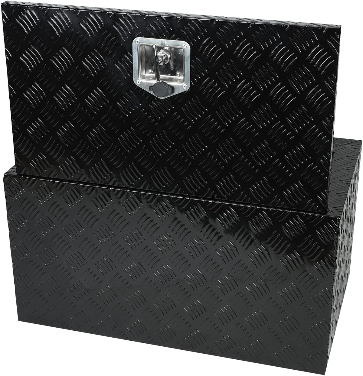 30"x17"x17.75" Black Aluminum Pickup Truck Bed Tool Box underbody Trailer Storage Box Flatbed Tool Box and Lock Keys