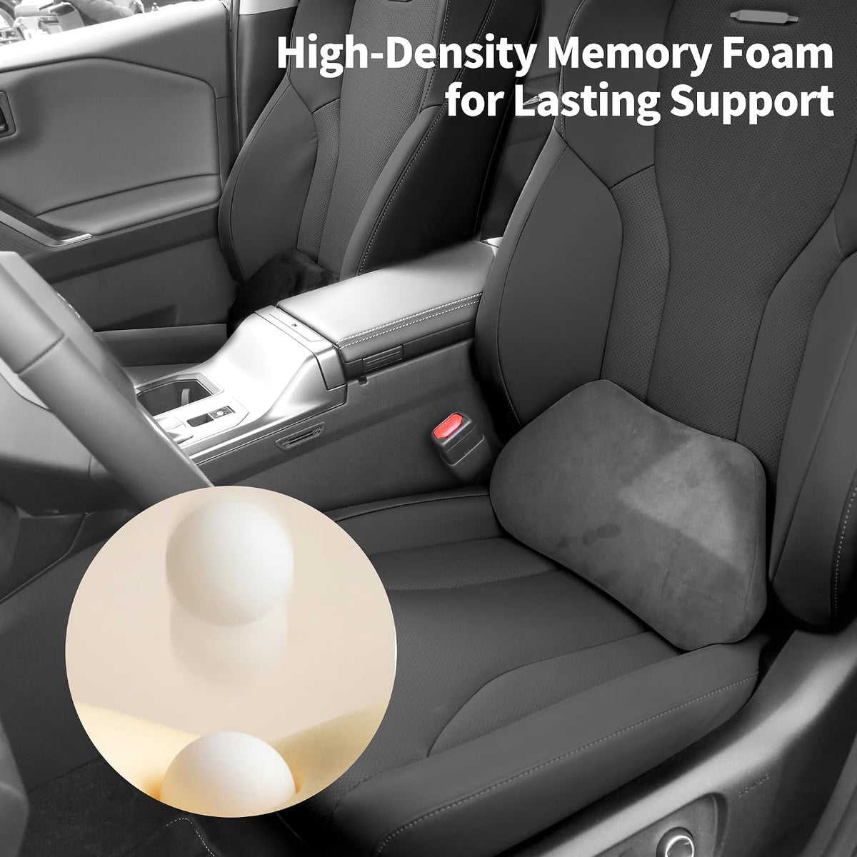 Lumbar Support Pillow for Car Lower Back Cushion, Black, 2 Packs
