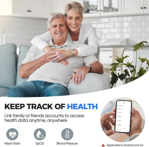 BIEMHA Smart Ring - Health Tracker with Sleep & Exercise Monitoring | IP68 Water Resistant, Silver, Size 9
