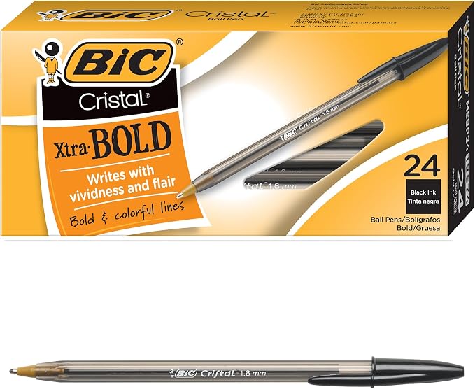 BIC Cristal Xtra Bold Ballpoint Pens, Bold Point