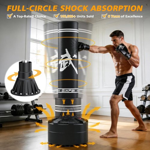 GIKPAL Freestanding Punching Bag - 67'' Heavy Boxing Bag with Gloves | Low-Noise Kickboxing for Home & Office