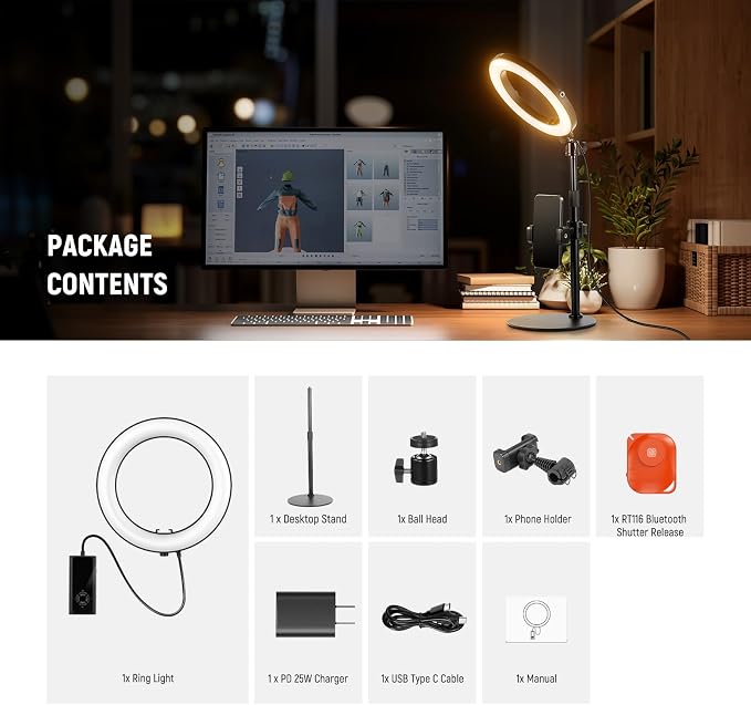NEEWER 12" 24W High Power Desk Ring Light