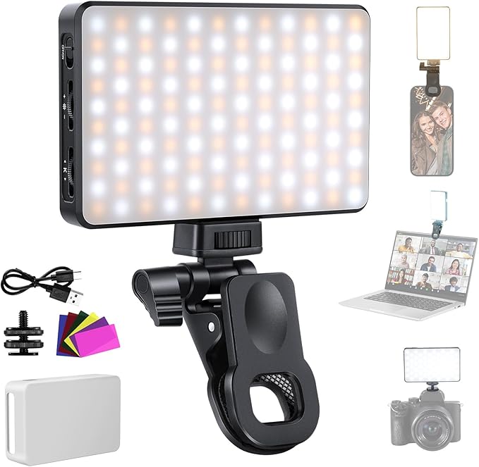 NEEWER Basics LED Selfie Phone Light, Rechargeable 2500-9000K Clip On Fill Light