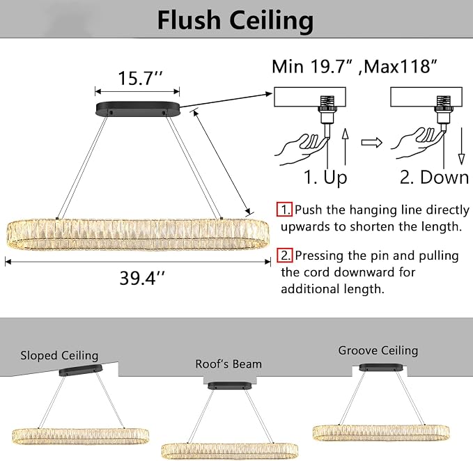 HAIXIANG LED Long Chandeliers for Dining Table Modern Chandelier Dimmable