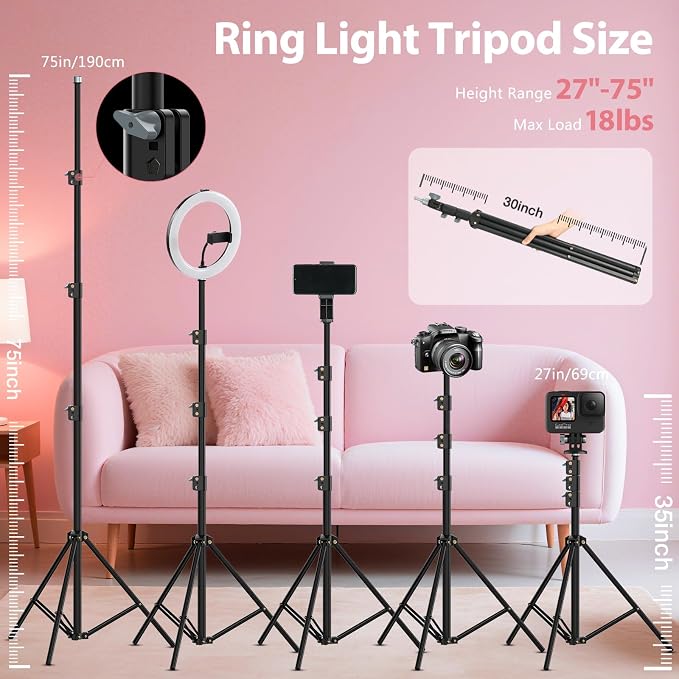 Ring Light with Stand 22inch Kit: Professional Ring Light Overhead Tripod