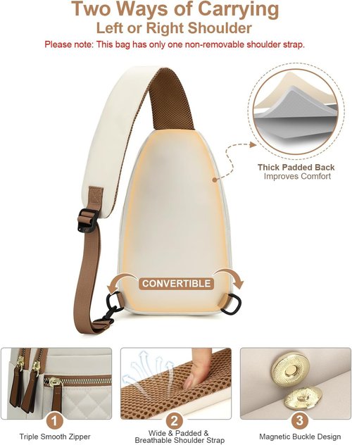 Capolo Sling Bag - Waterproof Crossbody Bag for Men & Women | Trendy Fanny Pack in Beige, Medium Size