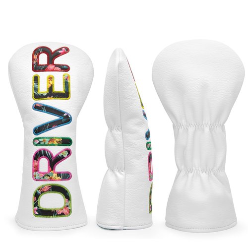 Golf Club Head Covers White for Driver, Fairway Hybrid Woods - 4 Options - Synthetic Leather Driver Headcover, Fairway Wood Head Cover, Golf Hybrid Head Cover (3pcs(D,F,H))