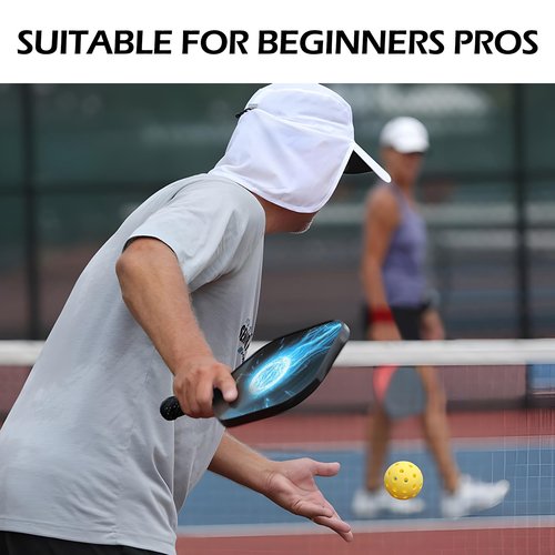 11 Pcs Pickleball Paddles Set Fiberglass Pickleball Set Carbon Fiber 2 Pickleball Paddle Lightweight Racket with 4 Outdoor 2 Indoor Pickleball Balls 2 Cooling Towels & Carry Bag Gift for Men Women