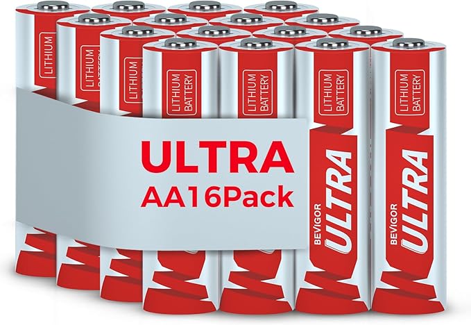 BEVIGOR Lithium Batteries AA 16 Pack, 1.5V Ultra Long Lasting Double A Lithium