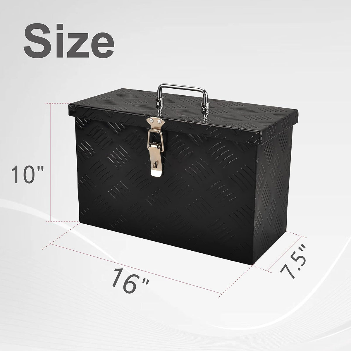 16'' Inch Aluminum Truck Bed Tool Box Black(16"X7.5"X10")