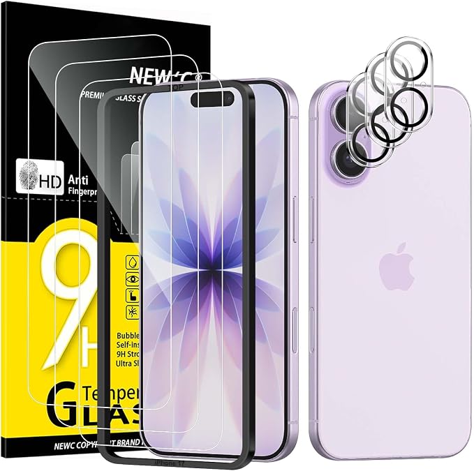 NEW'C 3x Screen Protector for iPhone 17+ 3x Camera Lens Protector, Sensor