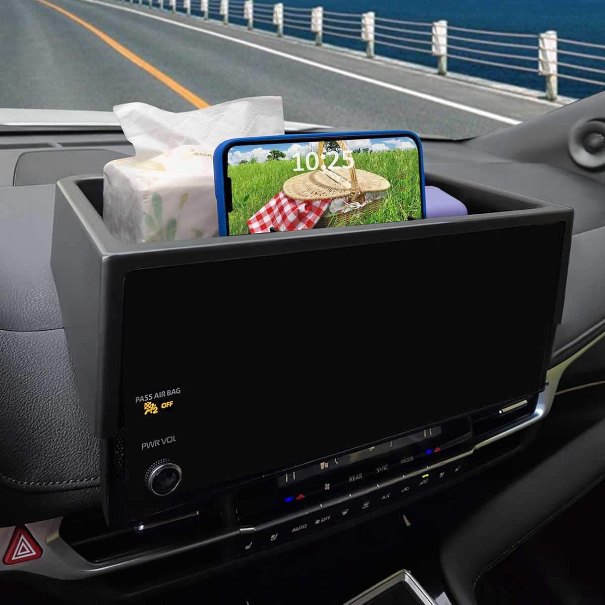 TOPINSTALL Dash Tray Phone Holder for 2025 2026 Toyota Sienna 12.3" Screen