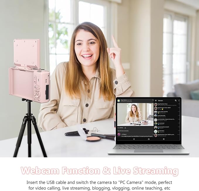 4K Digital Camera with 64MP Photos, Vlogging Camera with 180° Flip Screen