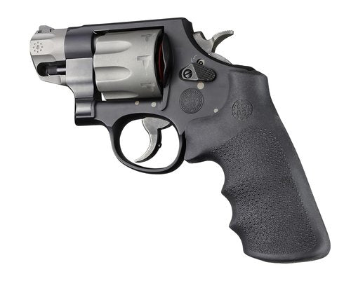 Hogue OverMolded Rubber Tamer Round Butt to Square Butt Revolver Grip for S&W K, L, N, X, & Z Frame Round Butt, Black - 19022