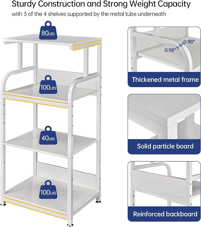 Fannova 4 Tier White Printer Stand Table