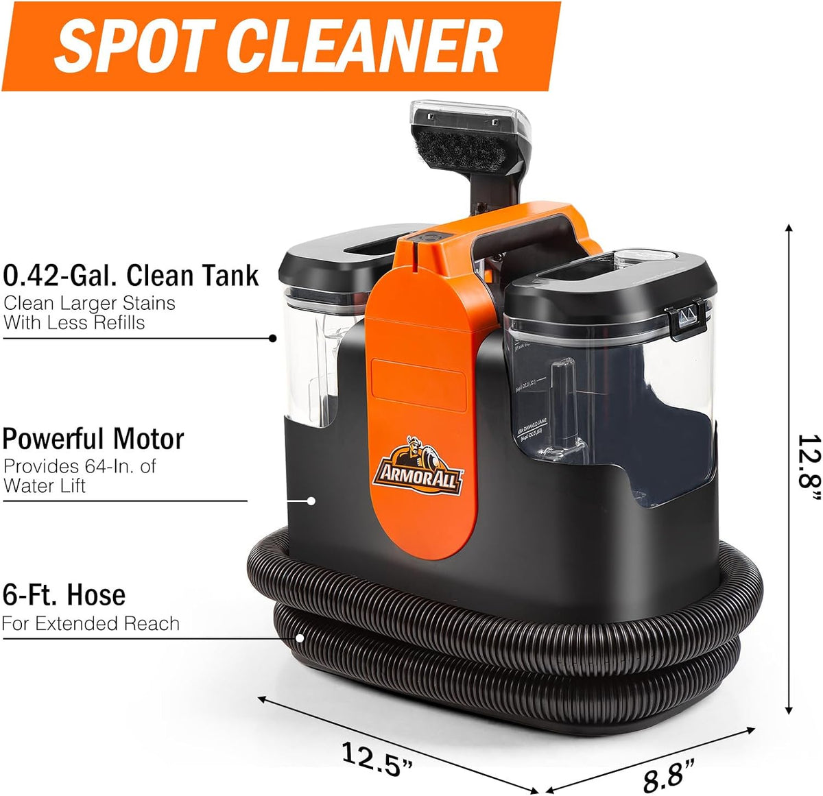 Armor All SCC301 0901 Upholstery & Carpet Cleaner, Car and Auto Detailer with Tools for Pets, Area Rugs and Couches