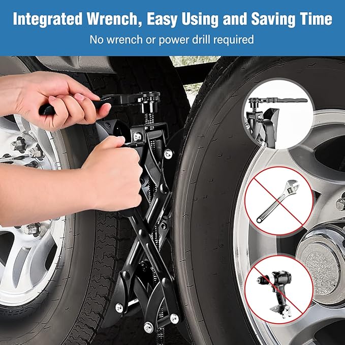 Yesker RV Wheel Chock with Built-in Wrench, Heavy Duty Wheel Chocks for Travel Trailers, X Chocks Wheel Stabilizer for Travel Trailers and Camper, Fits for Tire Spacing 3” to 10”
