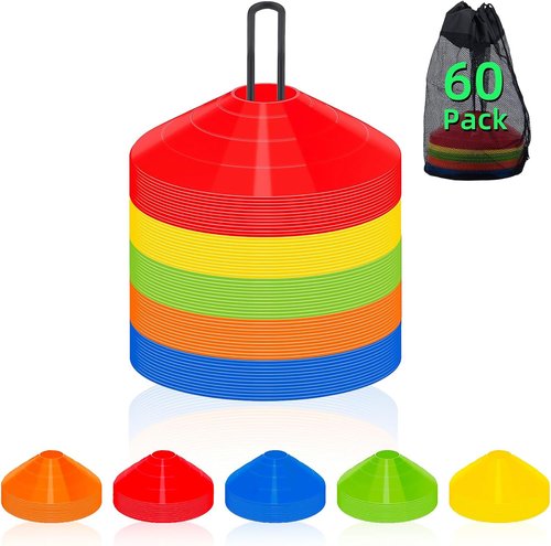 Agile Soccer Cones - 60/120 Pack with Portable Bags & Brackets | Ideal for Sports Training