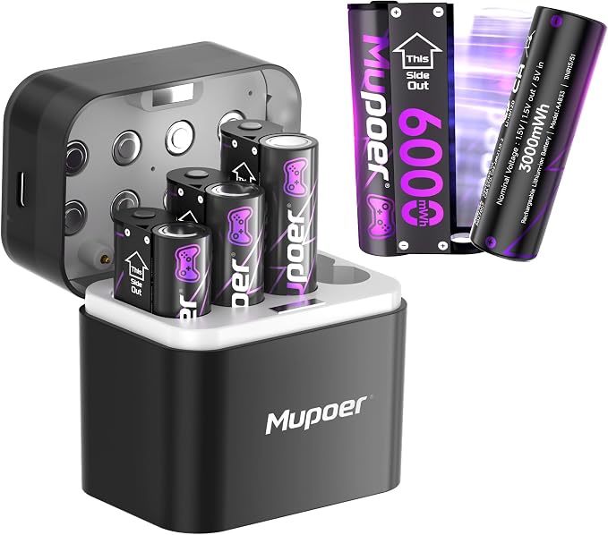 Rechargeable AA Batteries Lithium 8x3000mWh, Xbox Controller Battery Pack