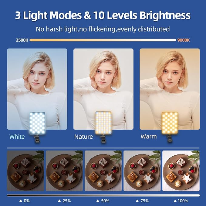 Led Selfie Light, Phone Clip, 3000mAh Rechargeable, Photo Light