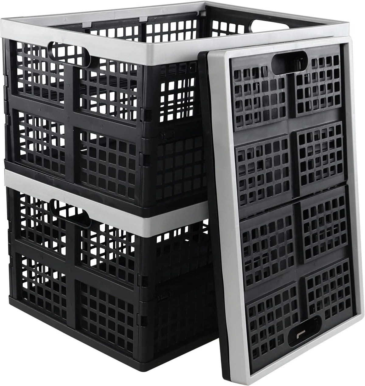 42 L Plastic Storage Collapsible Crate, 3-Pack