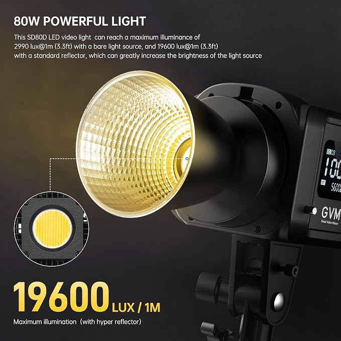 GVM 80W LED Video Light with Lantern Softbox and Tripod Stand Kit, Bi-Color