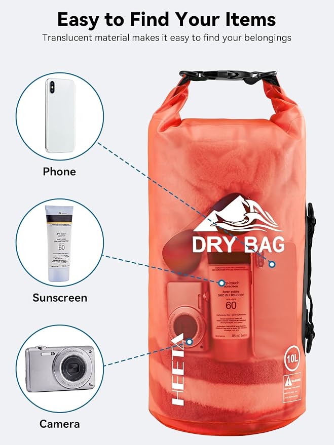 HEETA Dry Bag Waterproof for Women Men, 5L/10L/20L/30L/40L Roll Top Lightweight