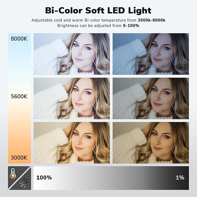 D50 LED Video Light Panel Lights 15.4", 2 Packs 45W 3000K-8000K Bi-Color