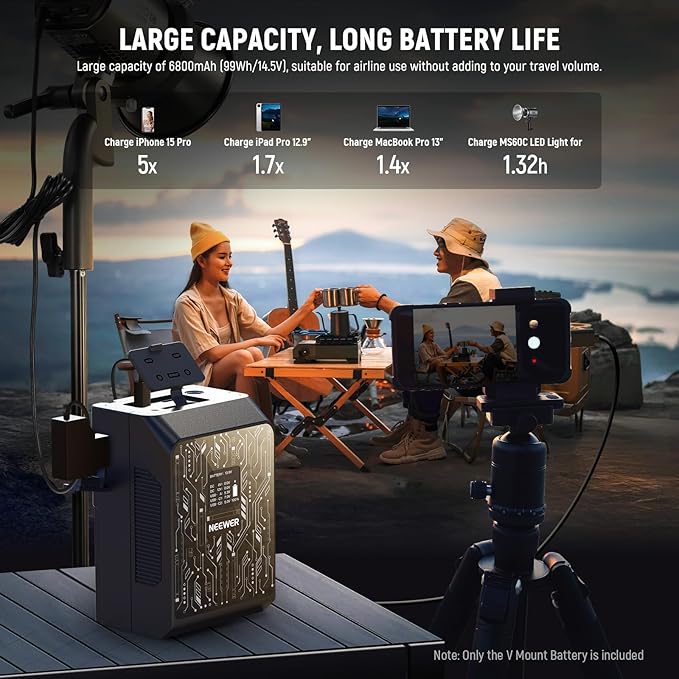 NEEWER Smart Mini V Mount Battery NEEWER APP Control, 6800mAh 99Wh 14.5V
